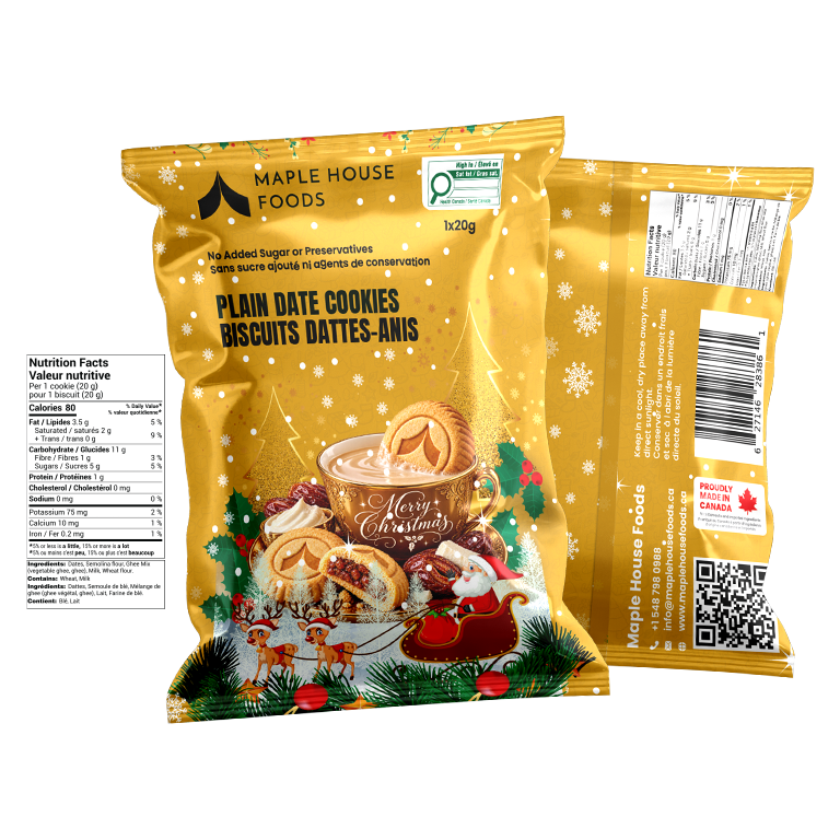 Plain Date Cookies — Christmas packaging